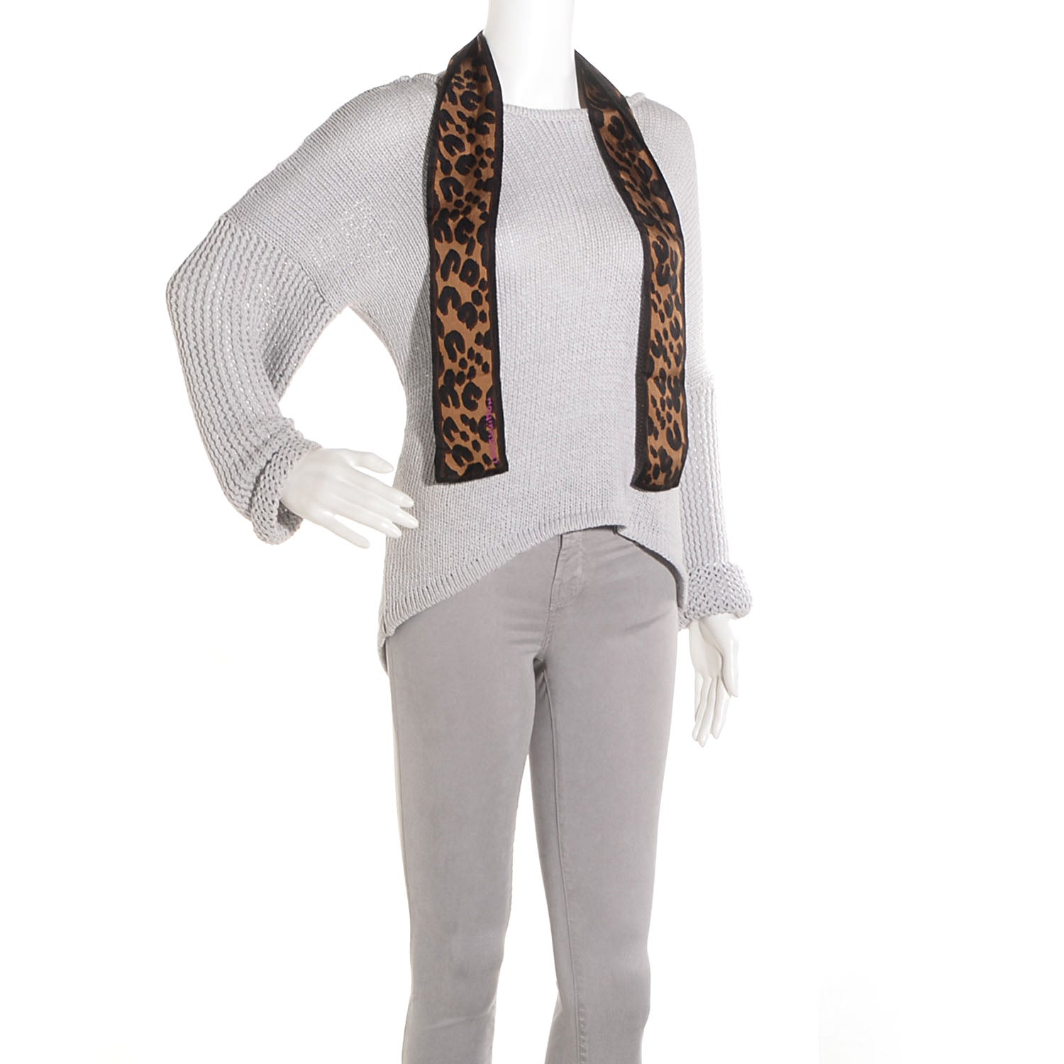 Louis Vuitton Silk Leopard Bandeau Scarf Marron 2 of 6