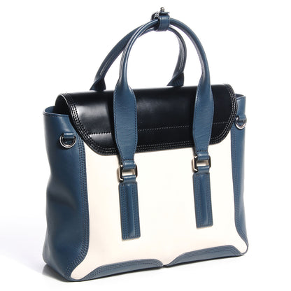 3.1 Phillip Lim 3.1 Leather Colorblock Medium Pashli Satchel Steel Off White 3 of 12