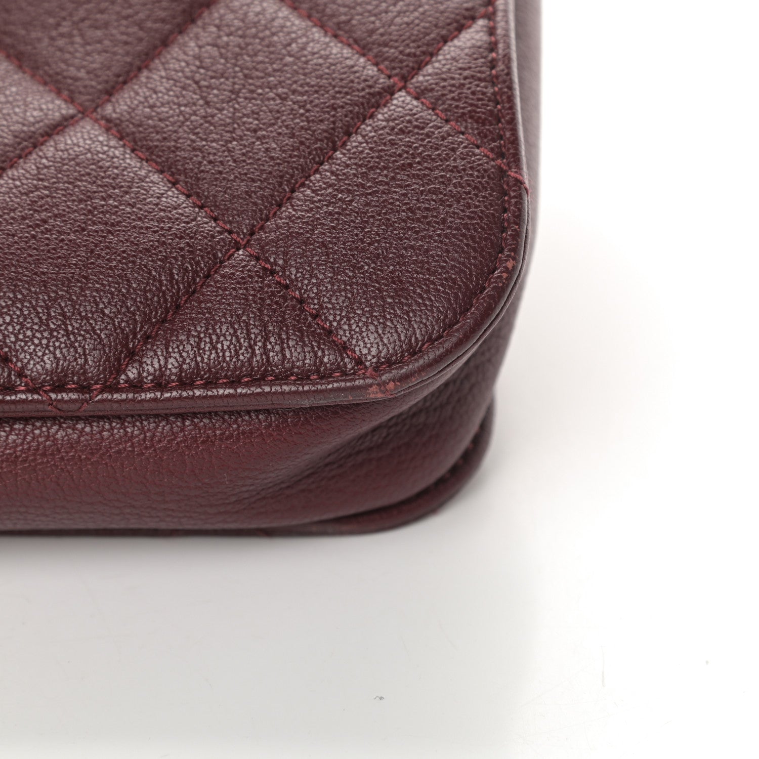 Chanel Goatskin Quilted Large Perfect Edge Flap Burgundy 13 of 14