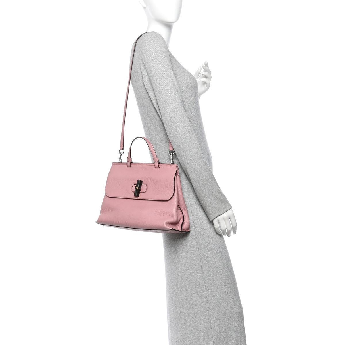 Gucci Cellarius Calfskin Small Bamboo Daily Top Handle Bag Carmine Rose 2 of 13