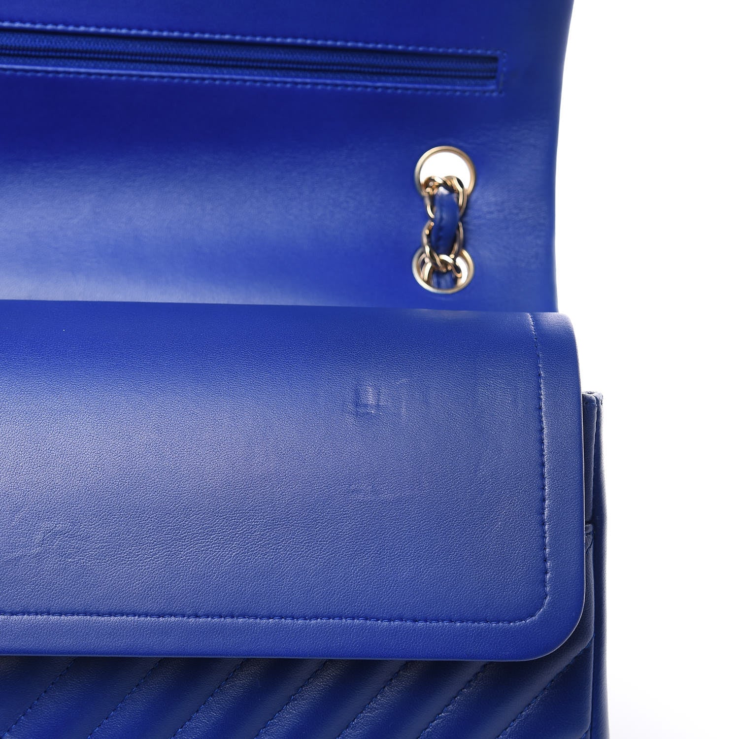 Chanel Lambskin Chevron Quilted Jumbo Double Flap Blue 11 of 11