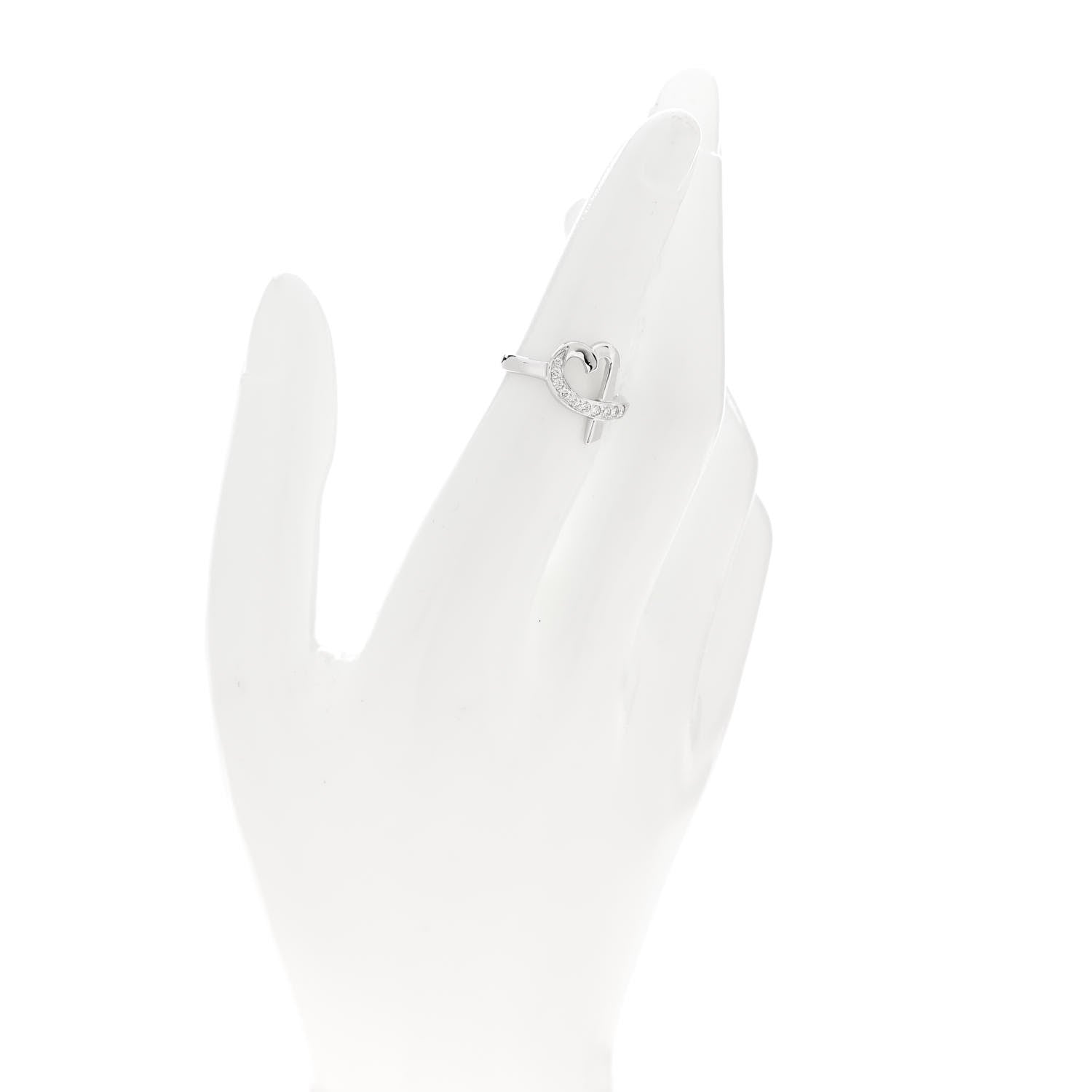 Tiffany 18K White Gold Diamond Paloma Picasso Loving Heart Ring 50 5.5 2 of 5