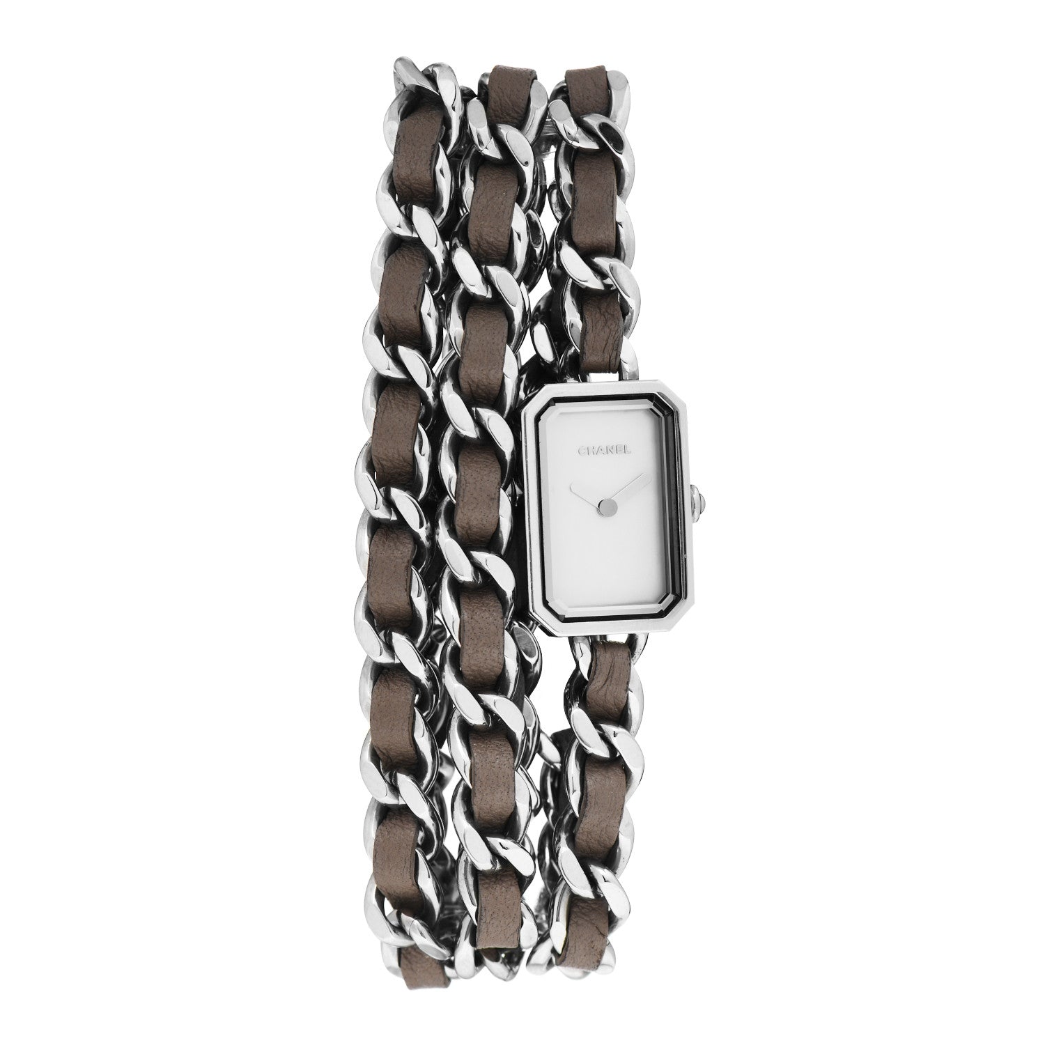 Chanel Stainless Steel Lambskin 16mm Premiere Rock Triple Row Quartz Watch Grey 1 of 4