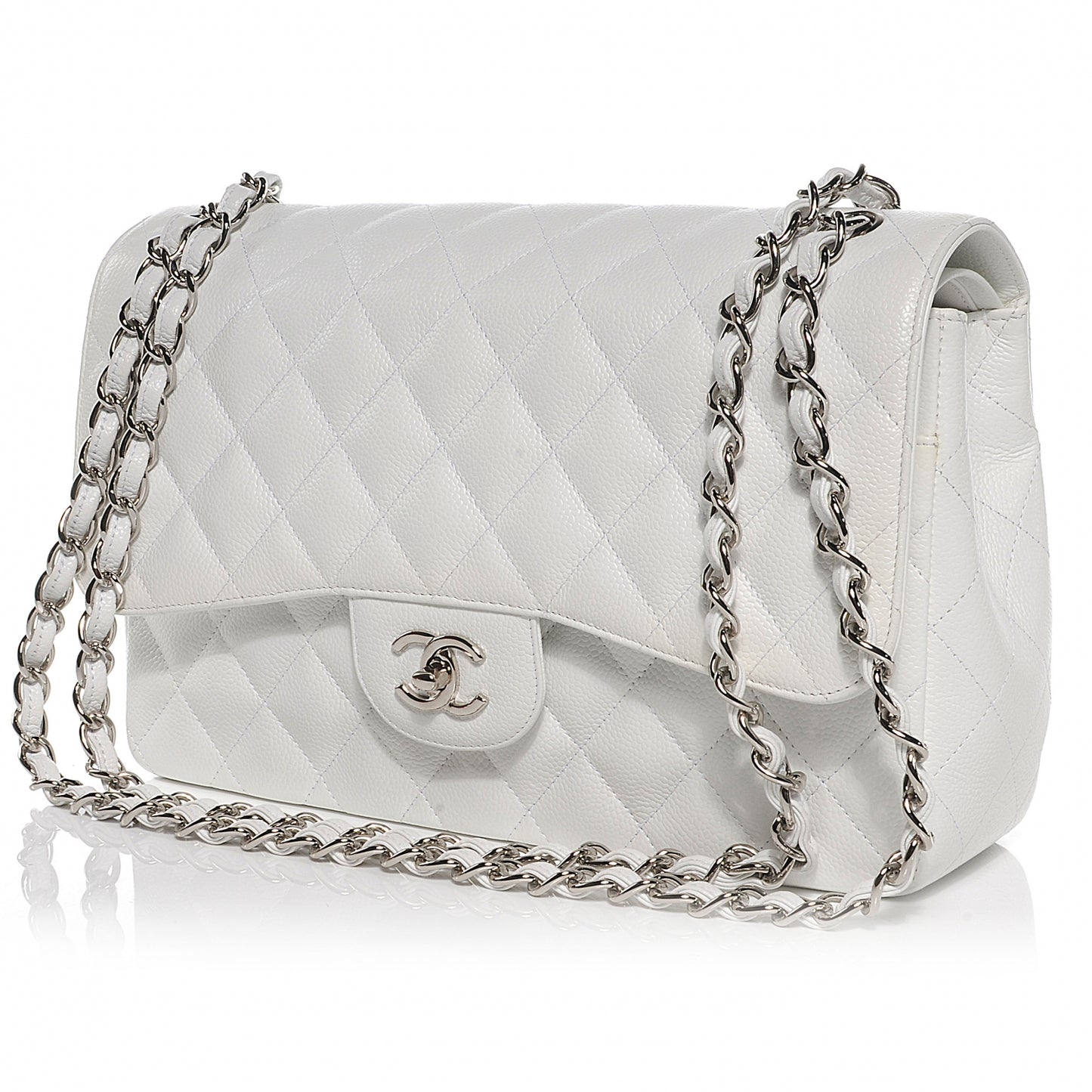 Caviar Jumbo Double Flap White