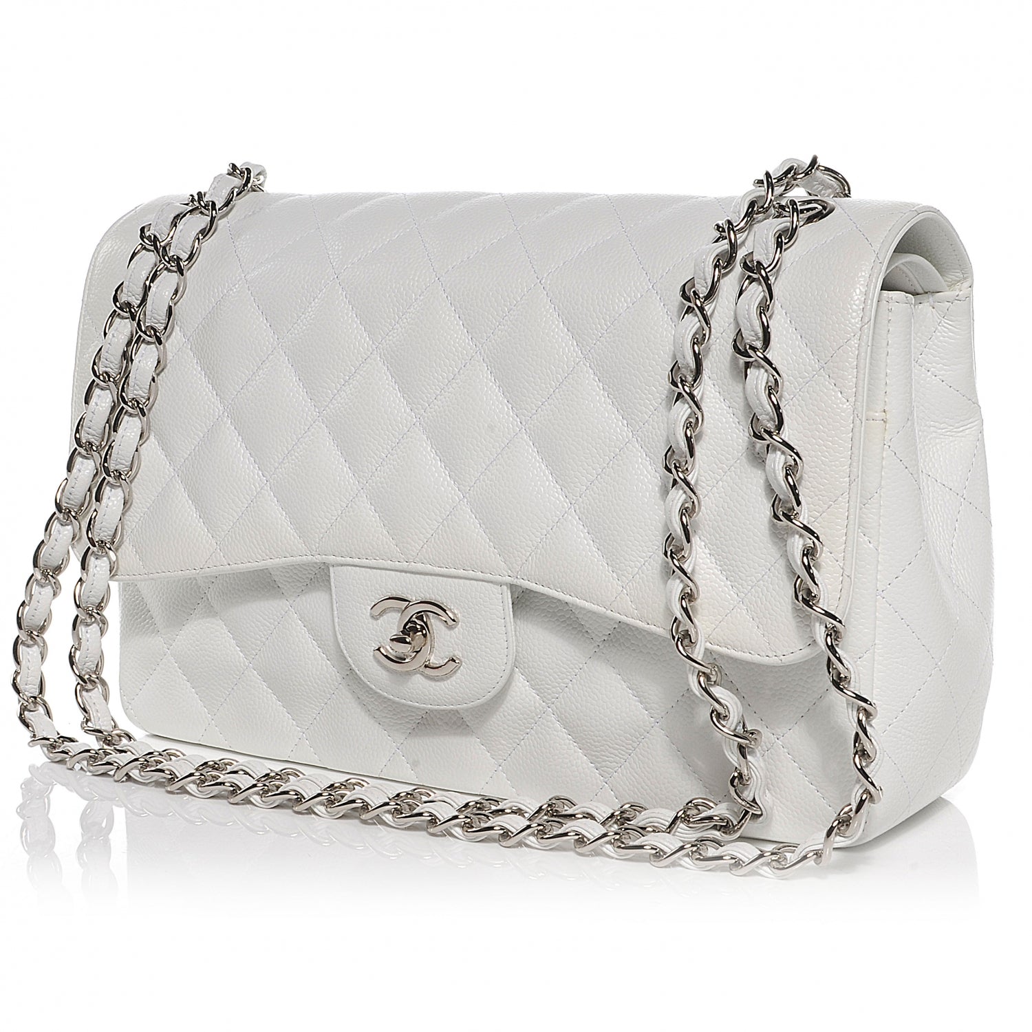 Chanel Caviar Jumbo Double Flap White 5 of 12
