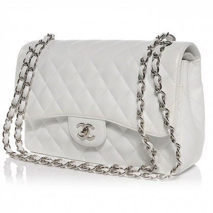Chanel Caviar Jumbo Double Flap White 5 of 12