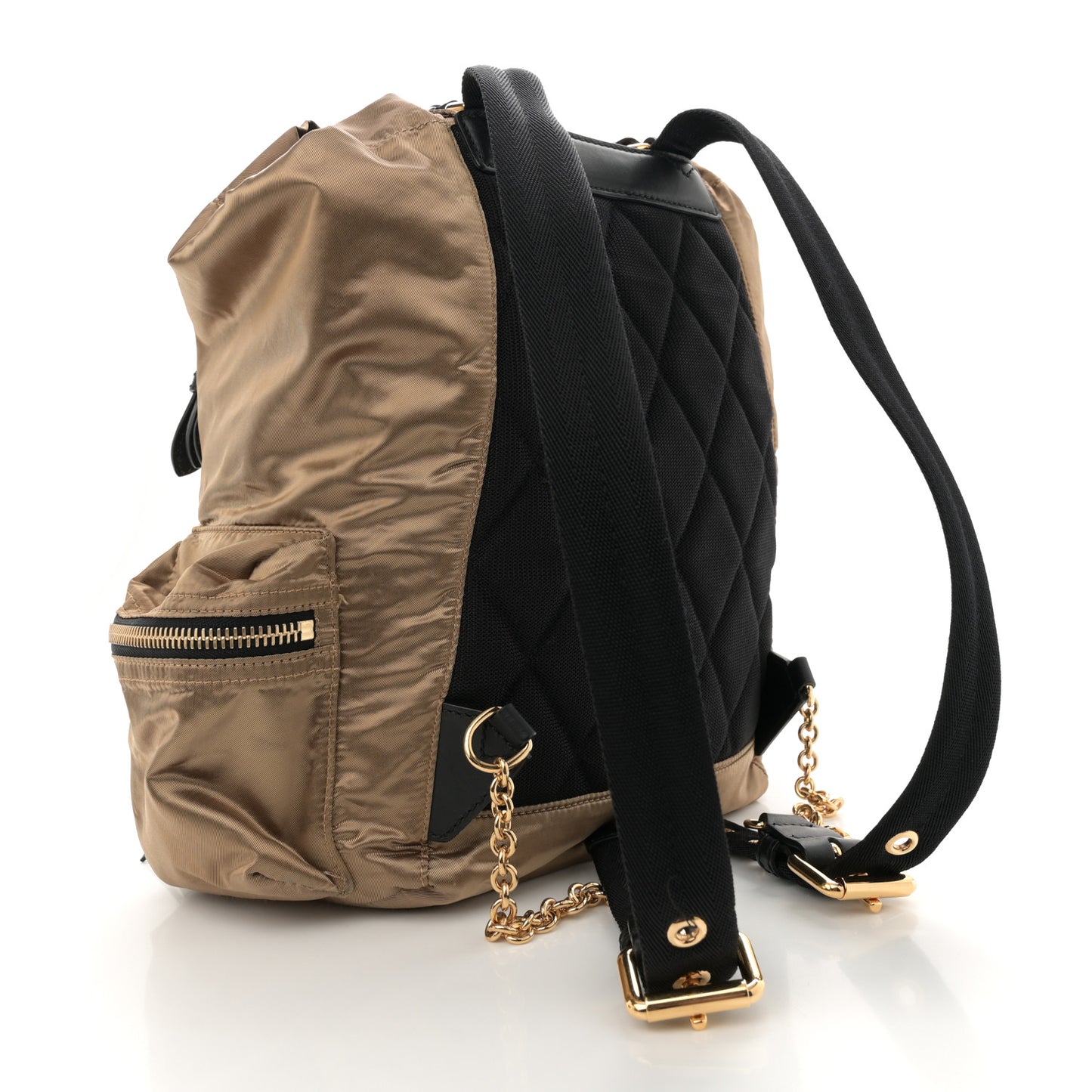 Metallic Satin Nylon Medium Rucksack Backpack Gold