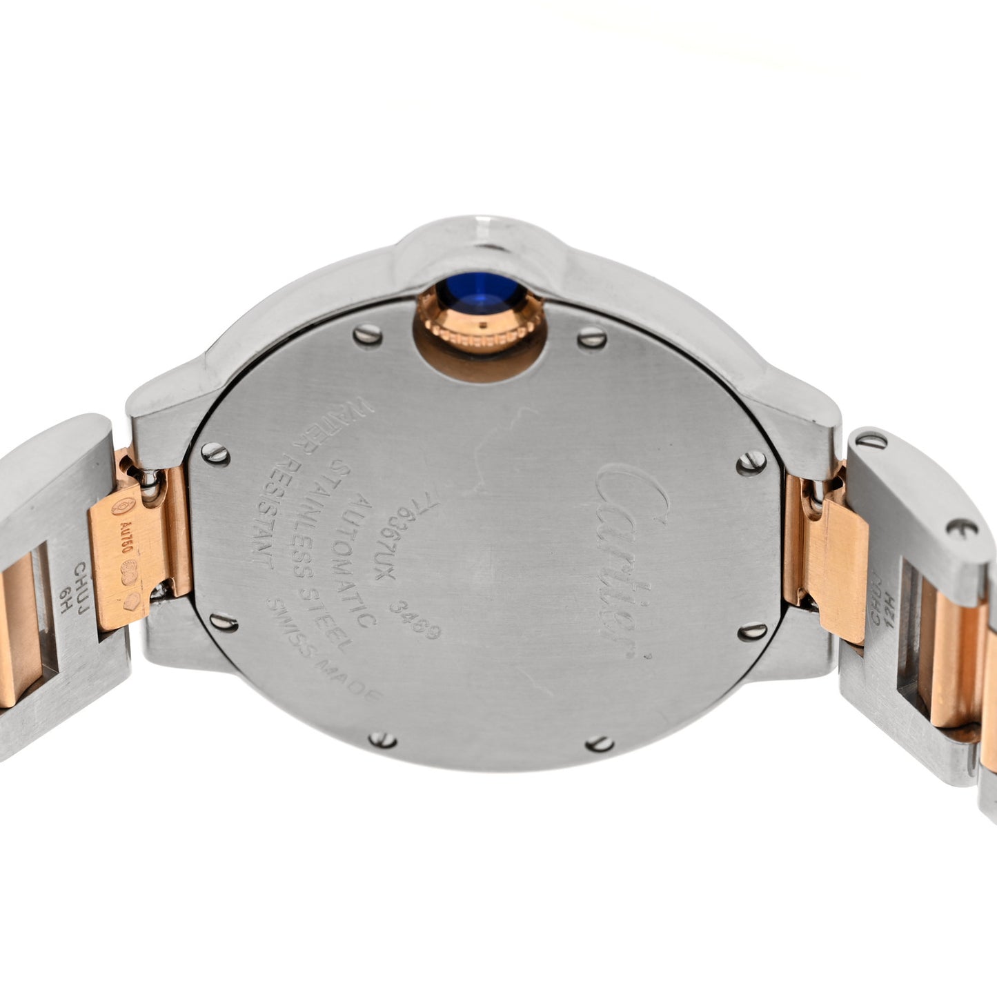 Stainless Steel 18K Pink Gold Diamond 33mm Ballon Bleu De Cartier Automatic Watch Champagne