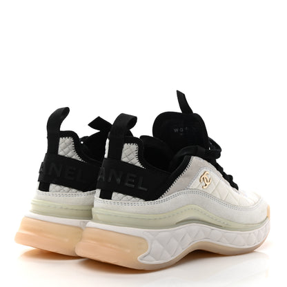 Chanel Velvet Calfskin Mixed Fibers CC Sneakers 37.5 Ivory Black 4 of 9