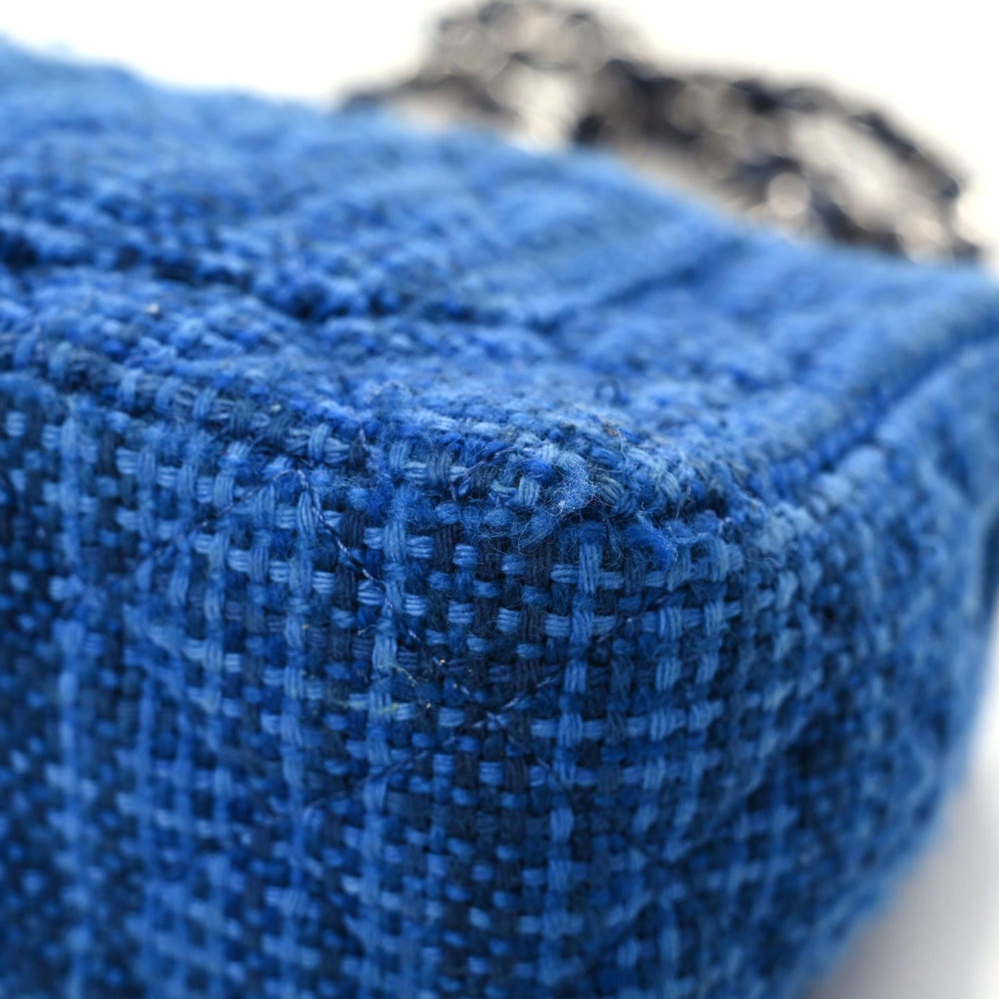 Tweed Quilted Mini Rectangular Flap Navy Blue
