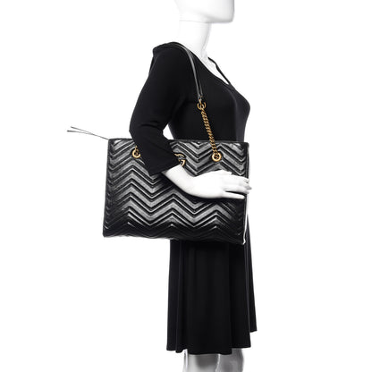 Gucci Vintage Calfskin Matelasse Medium GG Marmont Slim Tote Black 2 of 10