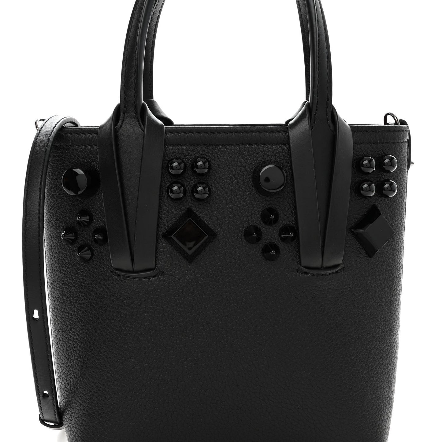 Calfskin Empire Spike Studded Mini North South Cabata Tote Black