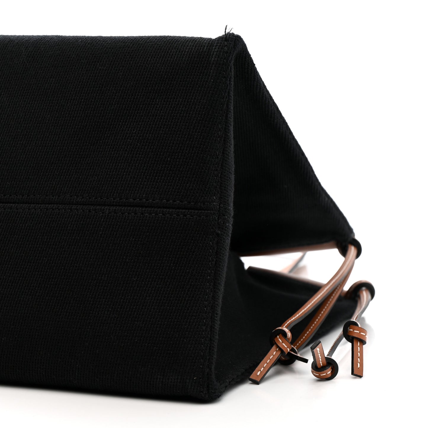 Canvas Calfskin Cushion Tote Black Tan