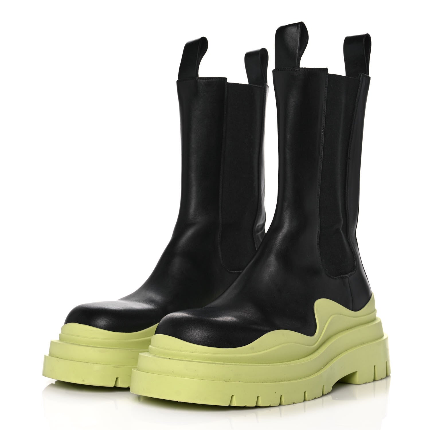 Bottega Veneta Calfskin The Tire Chelsea Boots 38.5 Black Seagrass 3 of 8