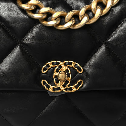 Chanel Goatskin Quilted Large Chanel 19 Flap Black 8 of 11