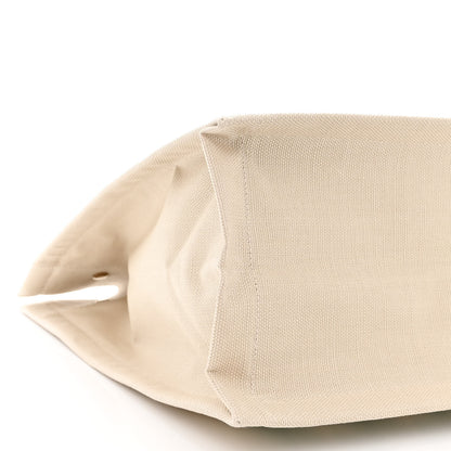 Saint Laurent Cotton Linen Calfskin Striped Rive Gauche Tote Water Green 9 of 10