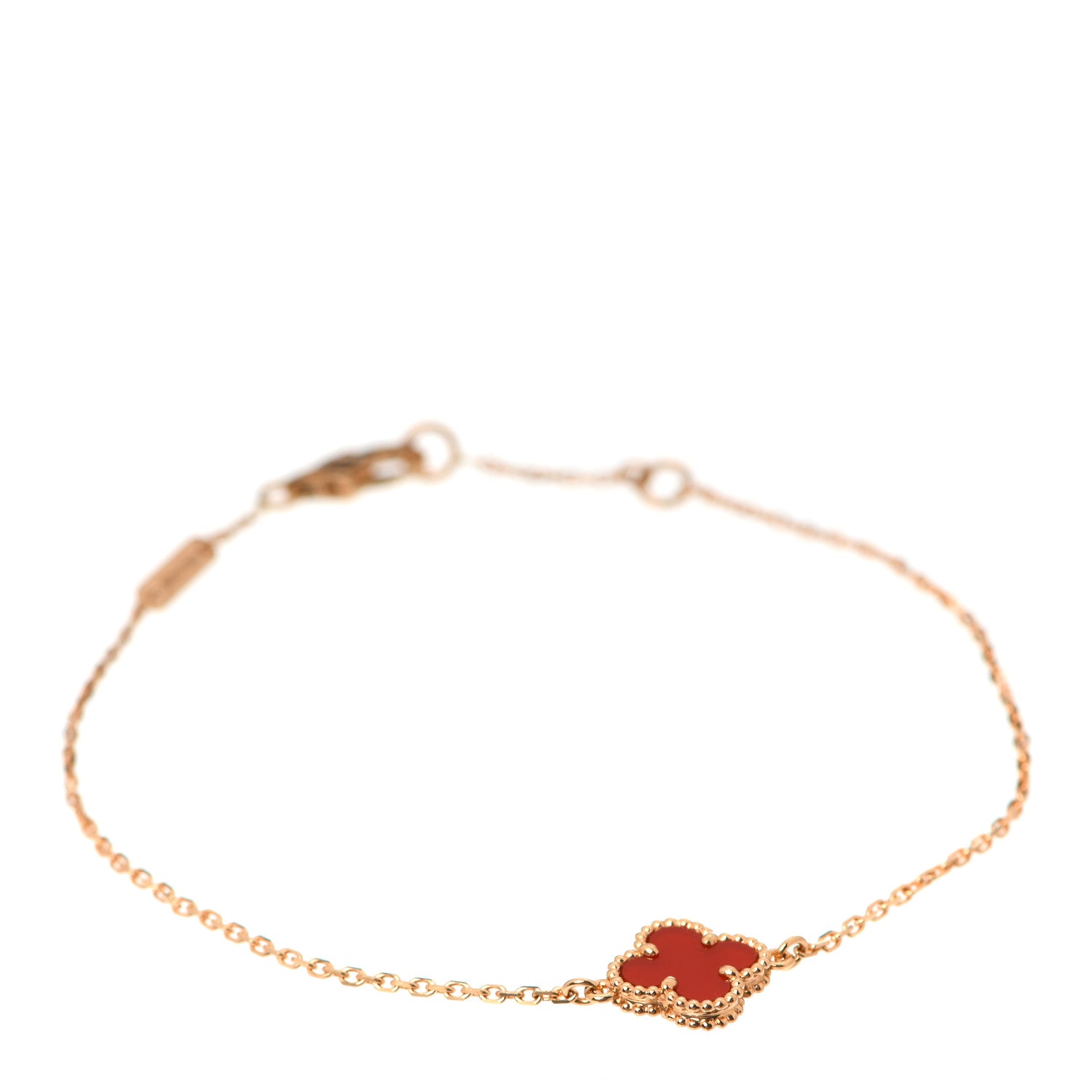 Van Cleef & Arpels 18K Rose Gold Carnelian Sweet Alhambra Bracelet 1 of 5
