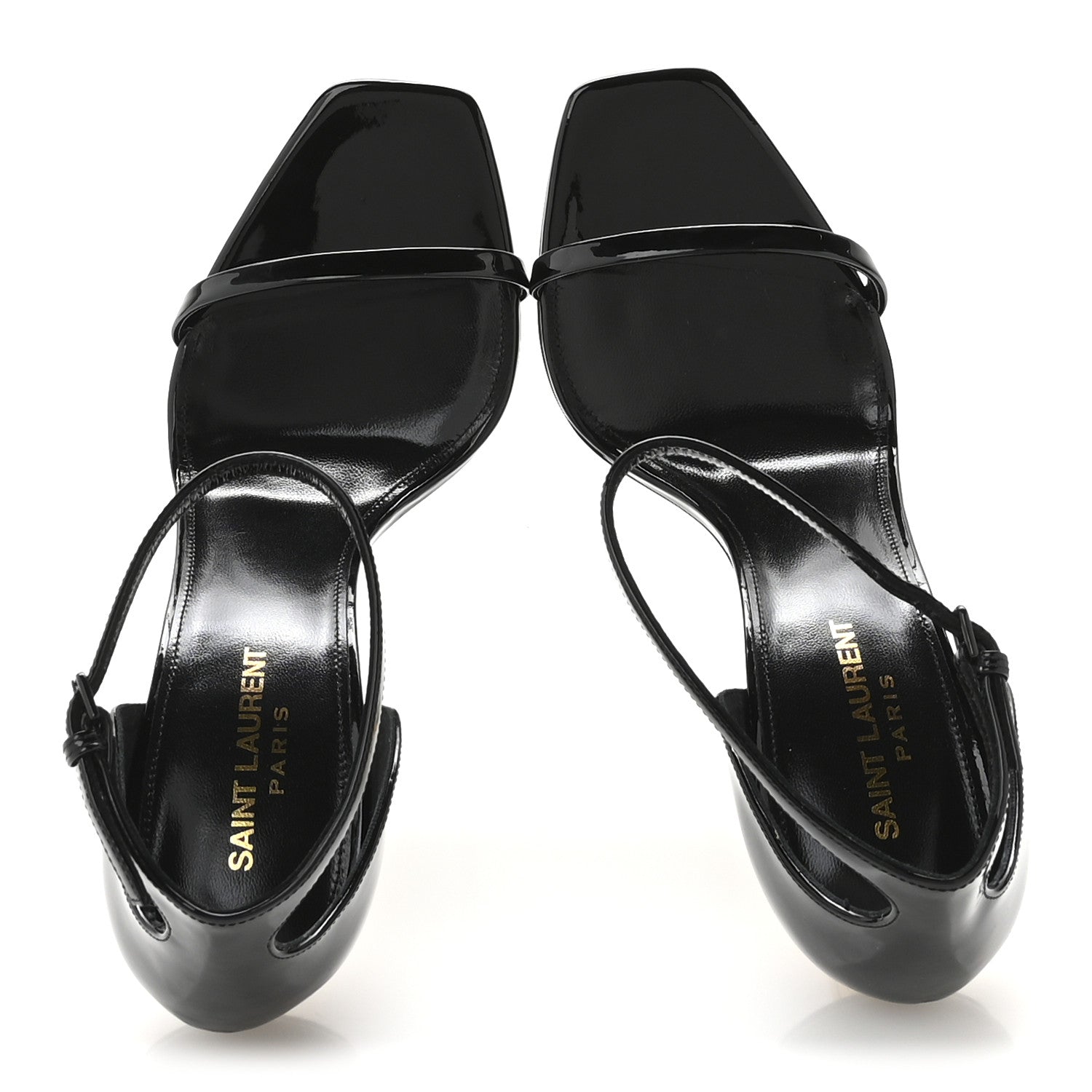 Saint Laurent Patent Calfskin Opyum 110 Sandals 40 Black Gold 2 of 9