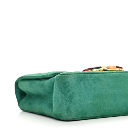 Chanel Suede Gripoix Quilted Flap Green 10 of 12
