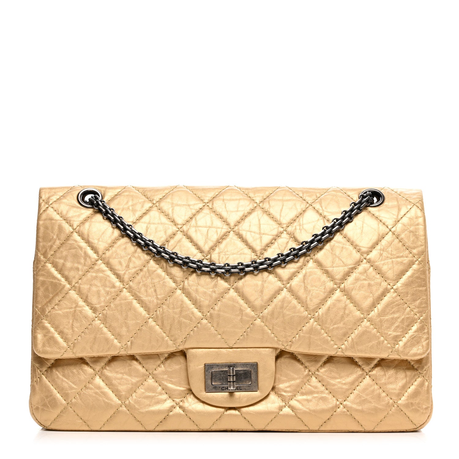 Chanel Metallic Aged Calfskin Quilted 2.55 Reissue 227 Flap Pale Gold 1 of 10