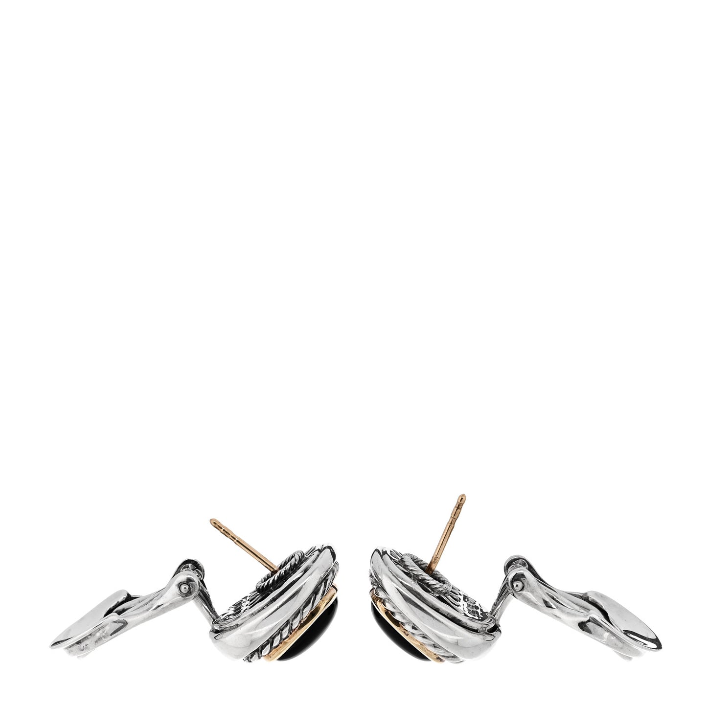 Sterling Silver 14K Yellow Gold Black Onyx 11mm Albion Earrings