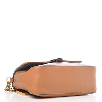 Fendi Vitello Grace Glazed Fabric FF 1974 Double F Shoulder Bag Caramello Mogano Panna 5 of 12