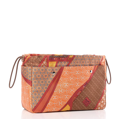 Hermes Silk Barenia Carre en Cravates Fourbi 25 MM Pouch Flamingo Pink Deer Brown 3 of 8