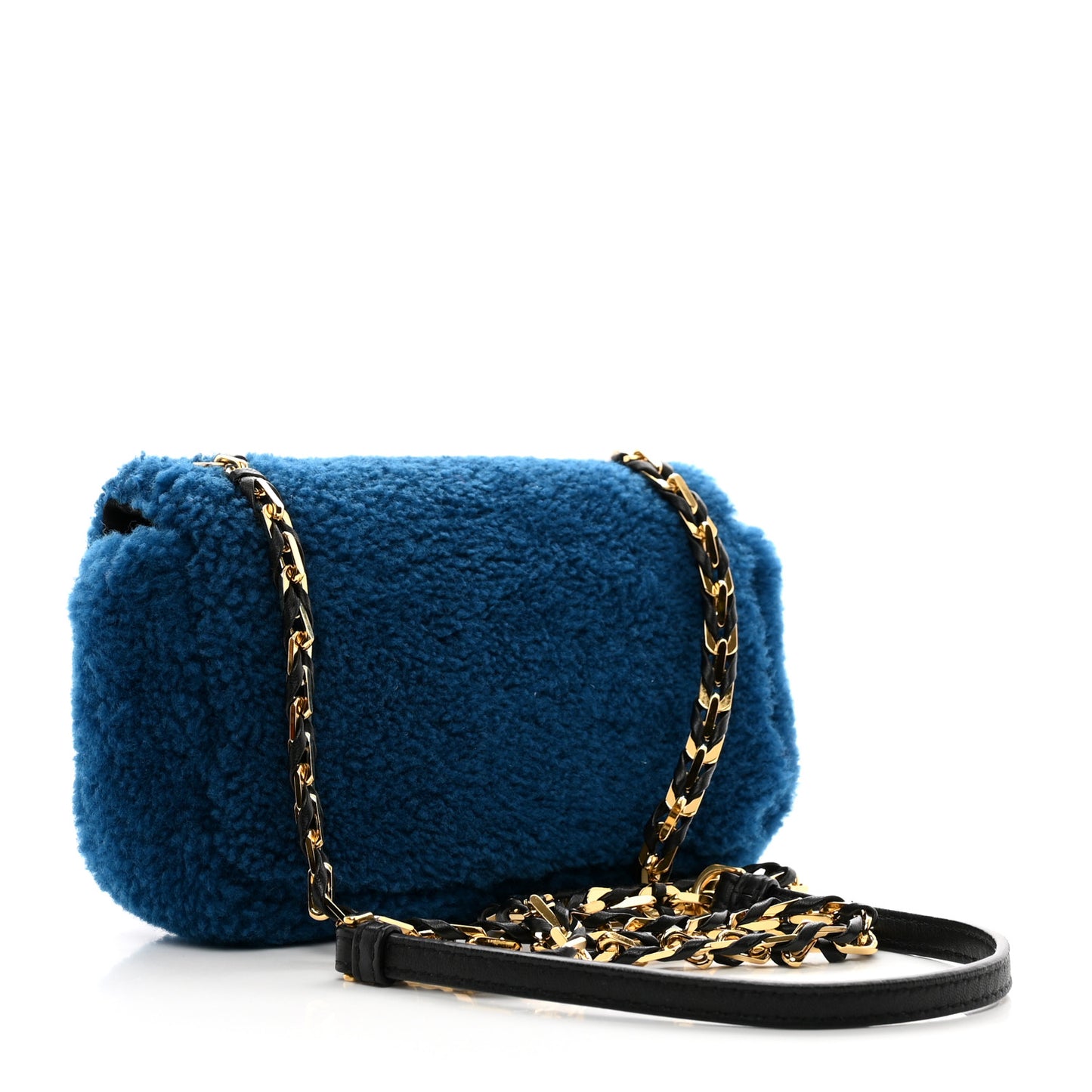 Shearling Nappa Mini Be Baguette Shoulder Bag Blue Black