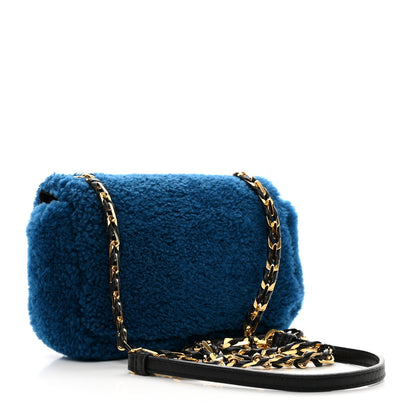 Fendi Shearling Nappa Mini Be Baguette Shoulder Bag Blue Black 3 of 11