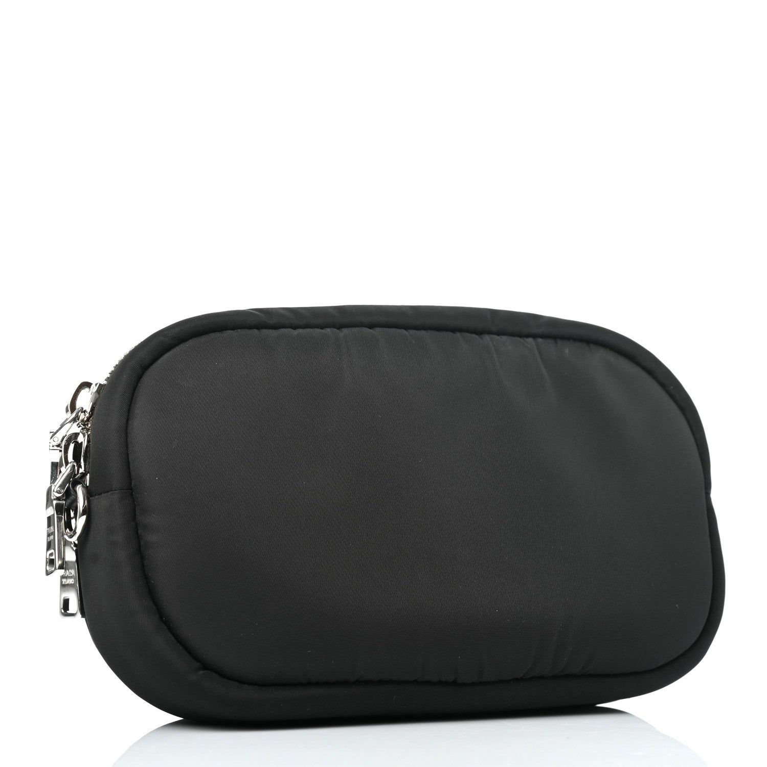 Prada Tessuto Nylon Double Pocket Wristlet Pouch Black Fuoco 2 of 6