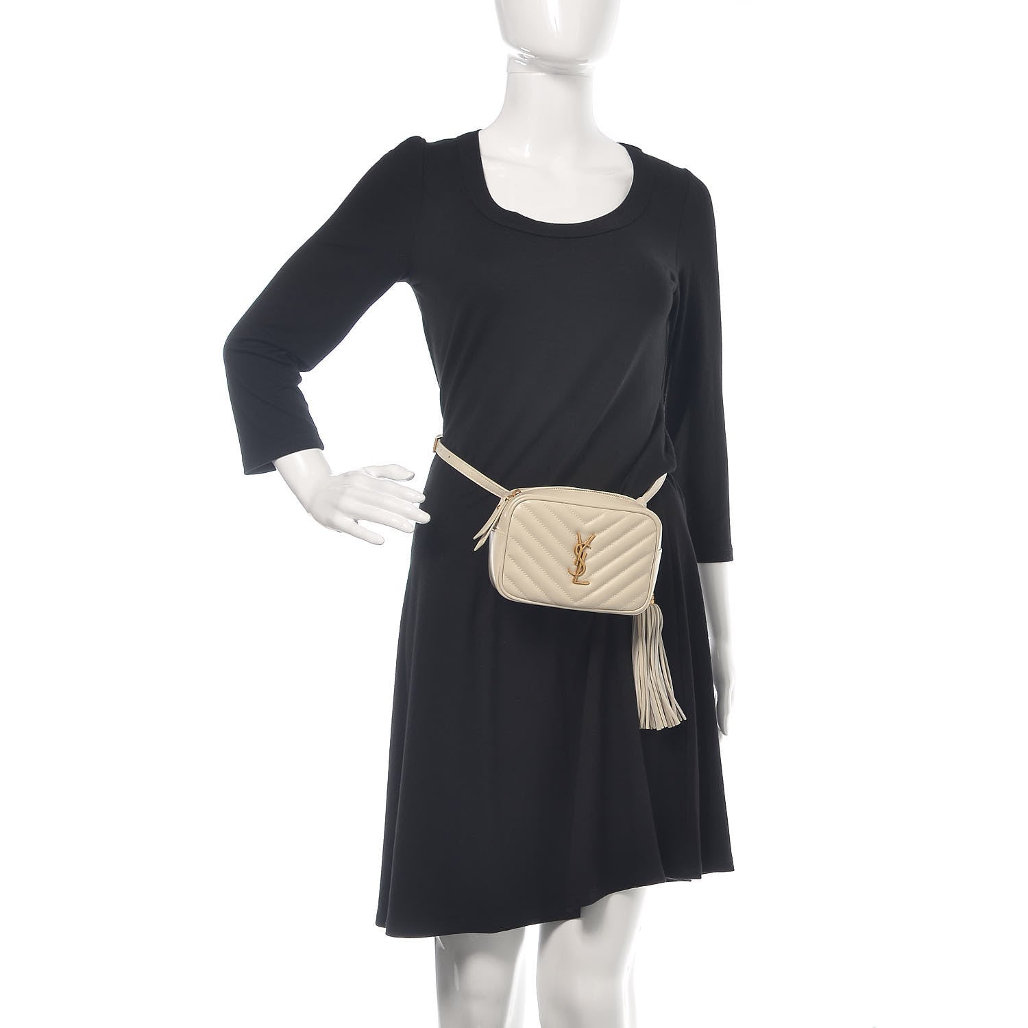 Saint Laurent Calfskin Matelasse Monogram Lou Belt Bag Ivory 4 of 7