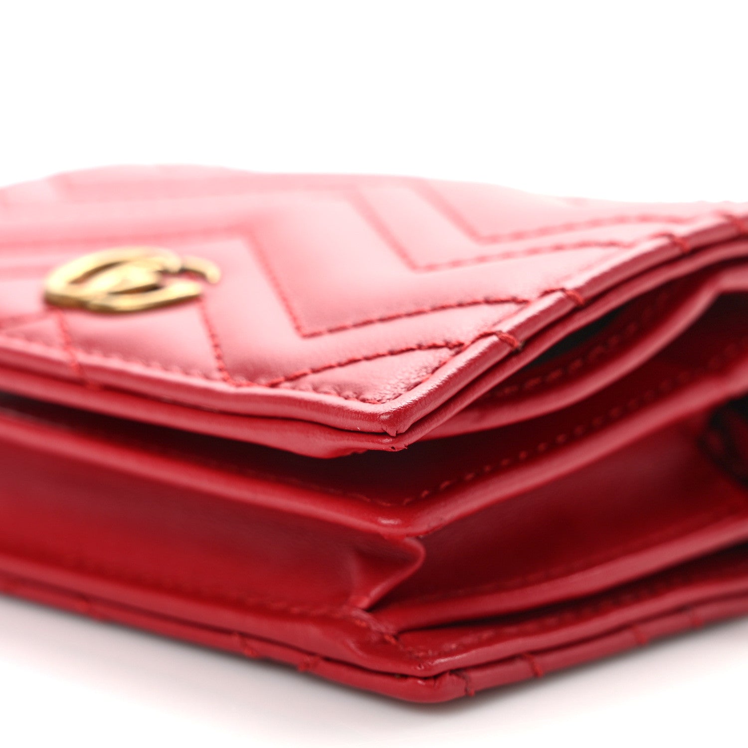 Gucci Calfskin Matelasse Mini GG Marmont Wallet On Chain Hibiscus Red 9 of 10
