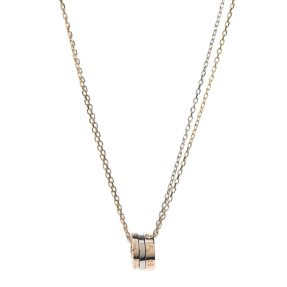 Cartier 18K White Pink Gold Diamond Three Ring LOVE Pendant Necklace 1 of 6