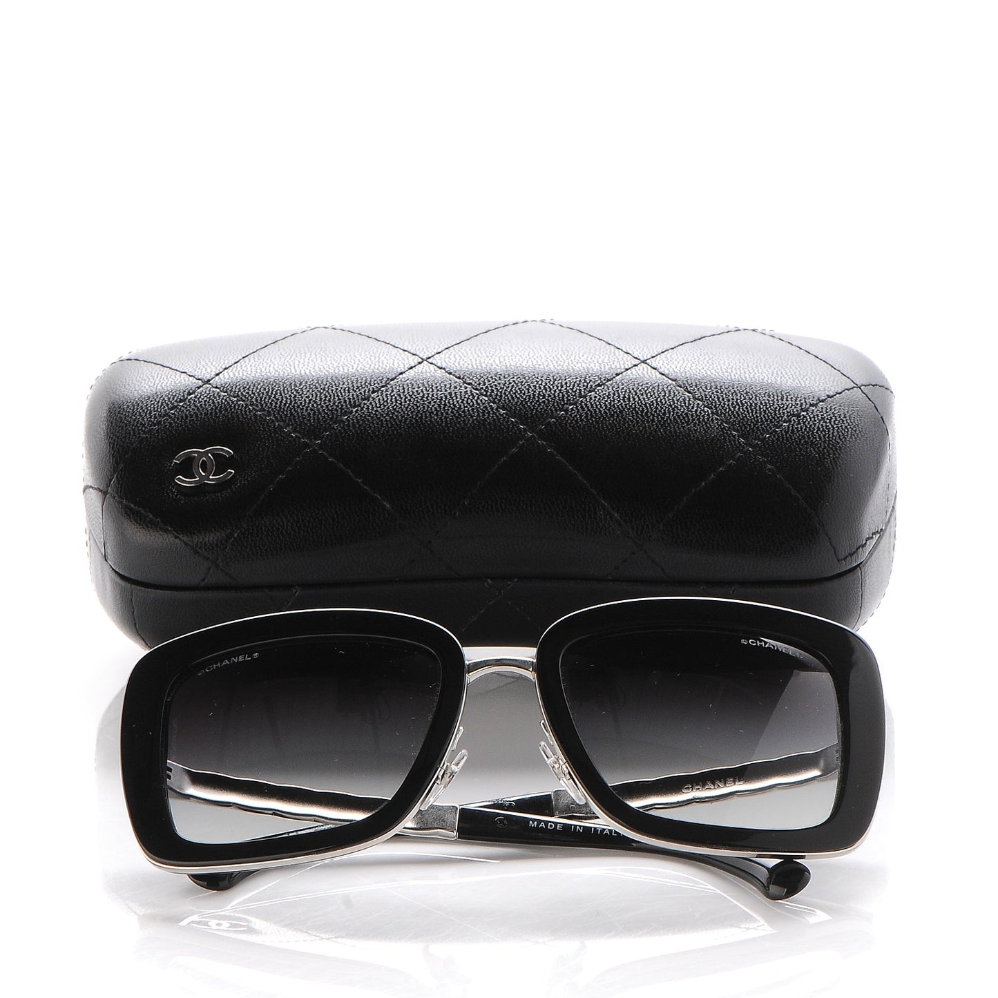 Metal Square Spring Sunglasses 5369 Black Silver
