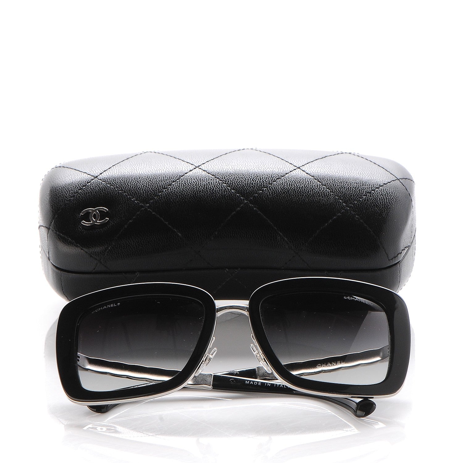 Chanel Metal Square Spring Sunglasses 5369 Black Silver 10 of 10