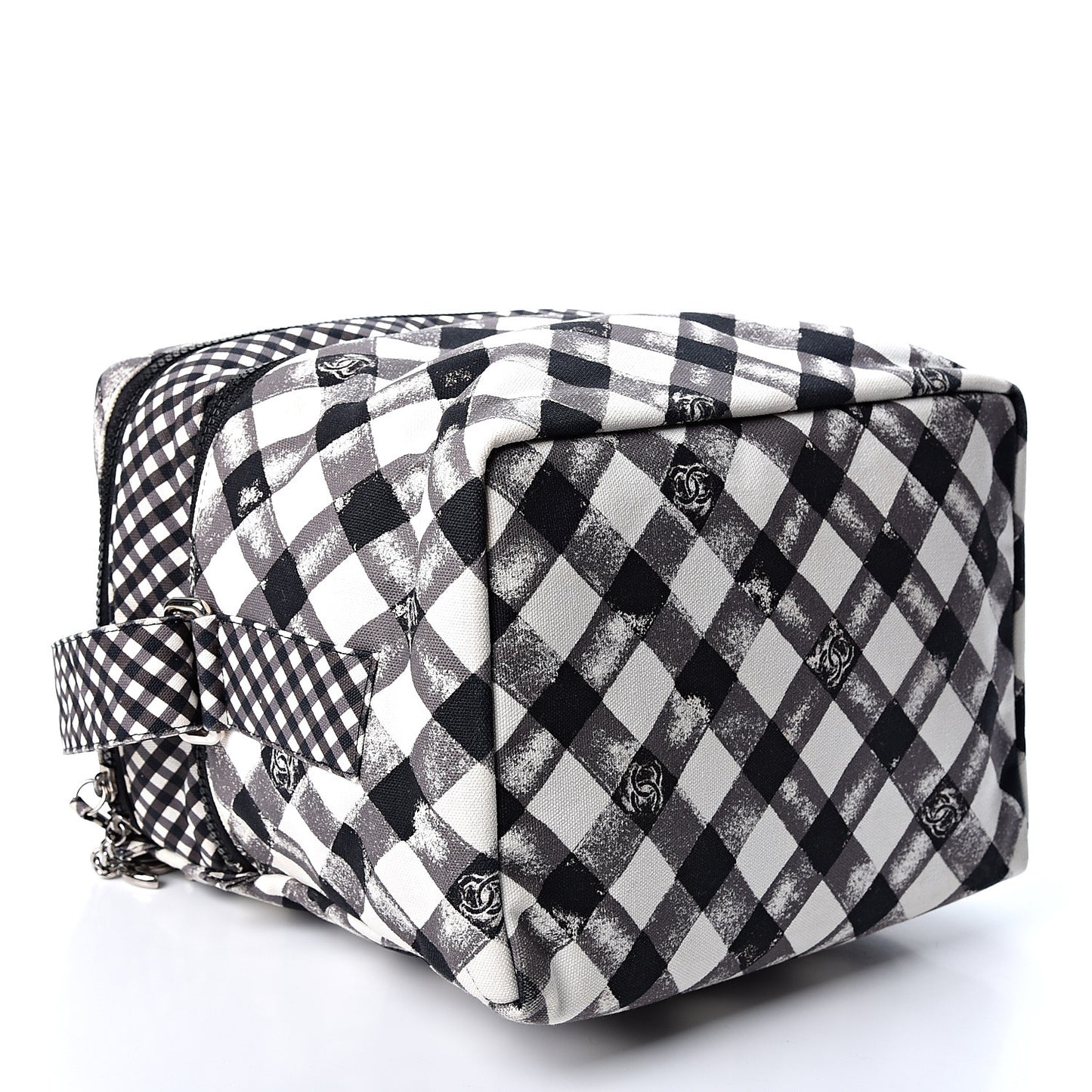 Canvas Gingham Printed CC Lunch Box Bag Black White
