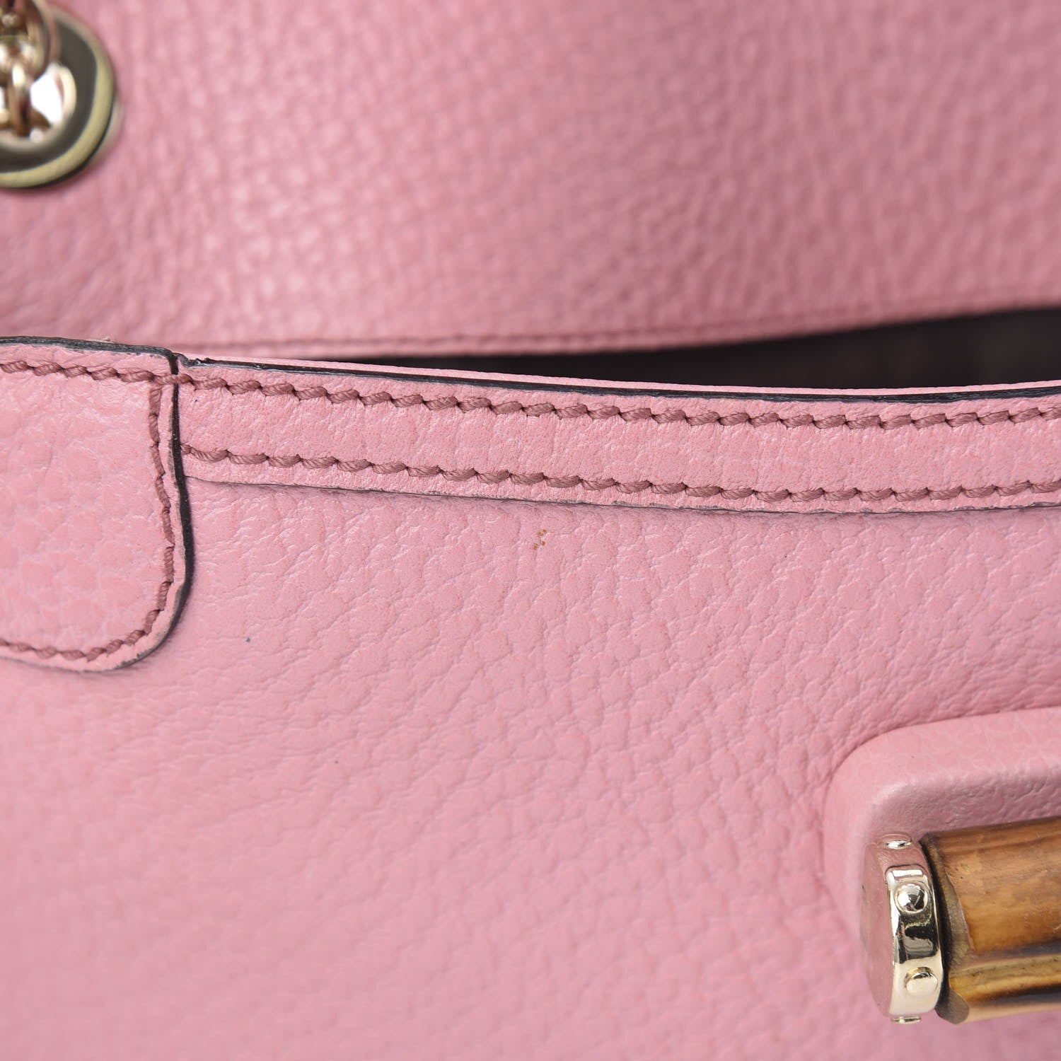 Gucci Pebbled Calfskin Bamboo Chain Bag Pink 12 of 12