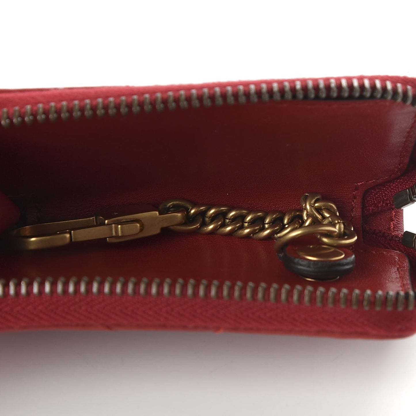 Calfskin Matelasse GG Marmont Zip Around Key Case Hibiscus Red