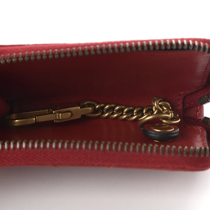 Gucci Calfskin Matelasse GG Marmont Zip Around Key Case Hibiscus Red 5 of 7