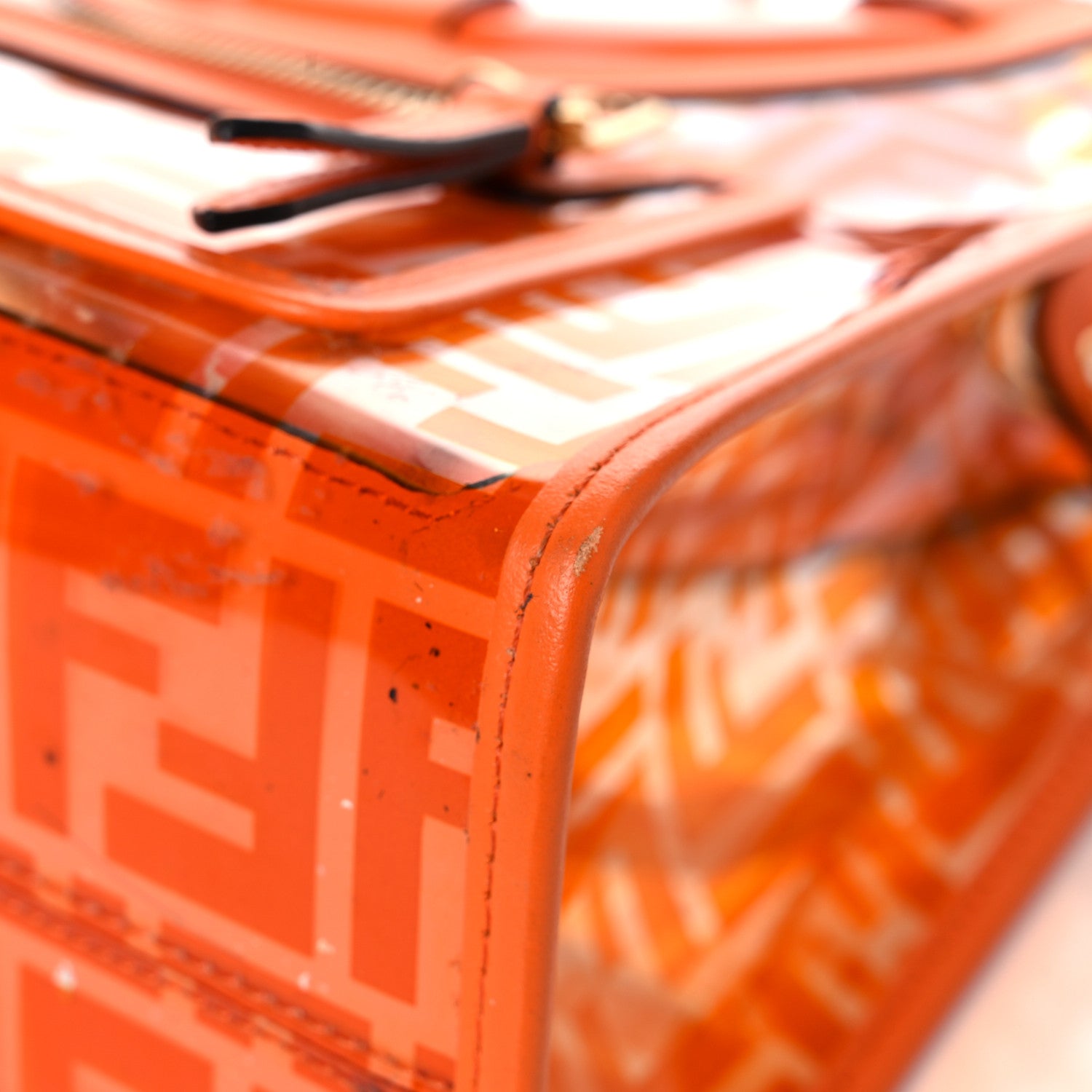 Fendi TPU FF Vitello Century Plexiglass Small Runaway Shopper Tote Aranciata 8 of 23