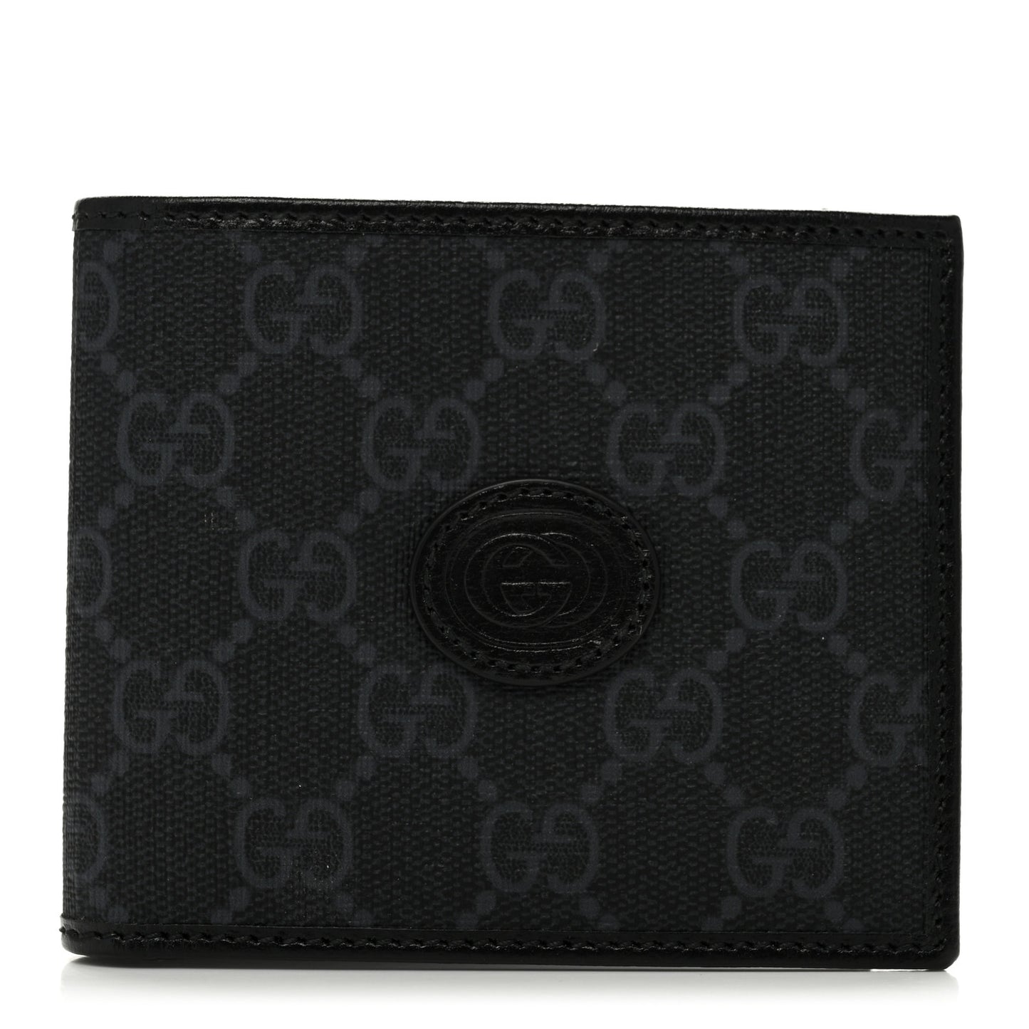 GG Supreme Monogram Azalea Calfskin Retro Interlocking G Bi-Fold Wallet Black
