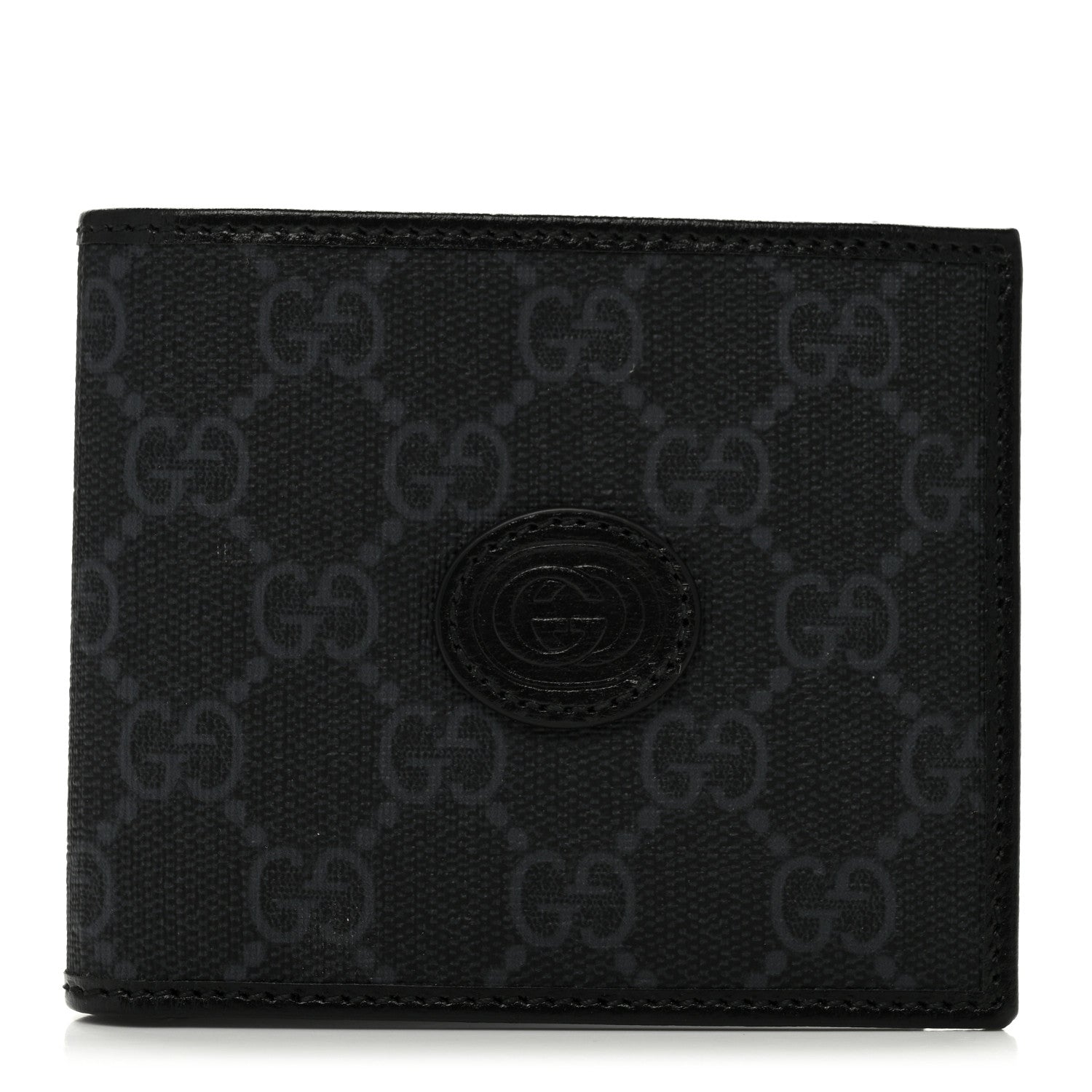 Gucci GG Supreme Monogram Azalea Calfskin Retro Interlocking G Bi-Fold Wallet Black 1 of 8