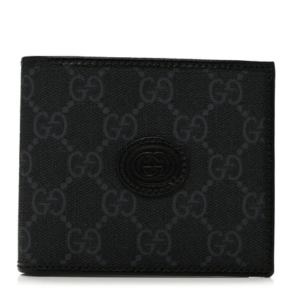 Gucci GG Supreme Monogram Azalea Calfskin Retro Interlocking G Bi-Fold Wallet Black 1 of 8