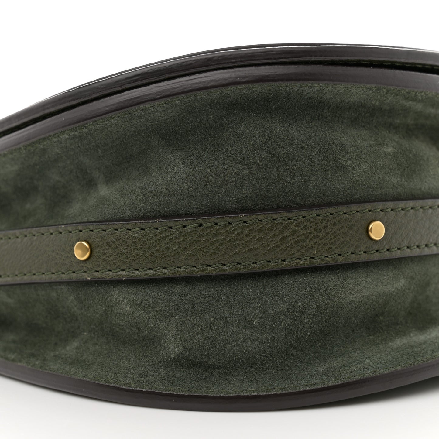 Calfskin Suede Medium Nile Bracelet Bag Midnight Green