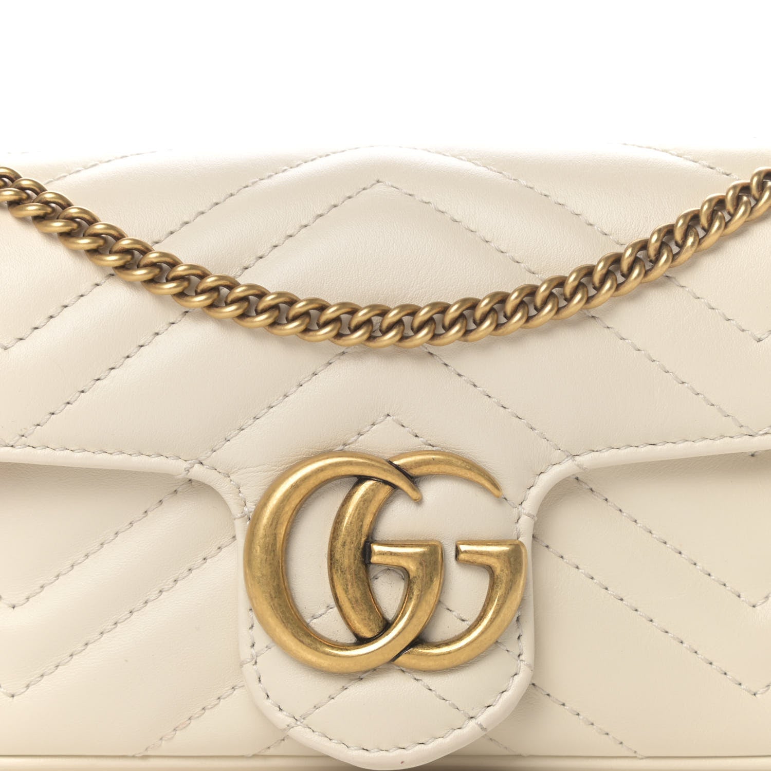 Gucci Calfskin Matelasse Super Mini GG Marmont Shoulder Bag White 8 of 10