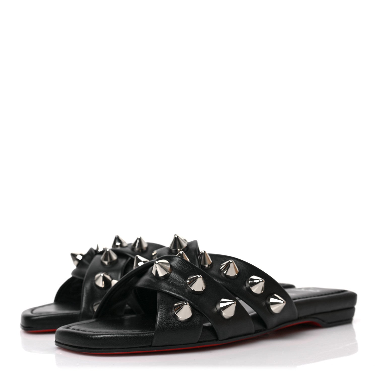 Christian Louboutin Calfskin Miss Spika Club Sandals 37.5 Black 3 of 7