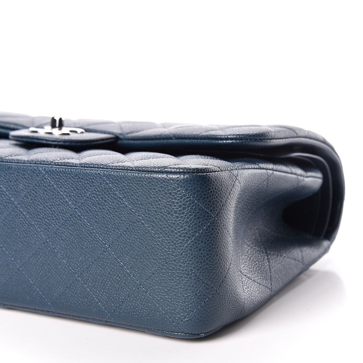 Metallic Caviar Jumbo Double Flap Blue