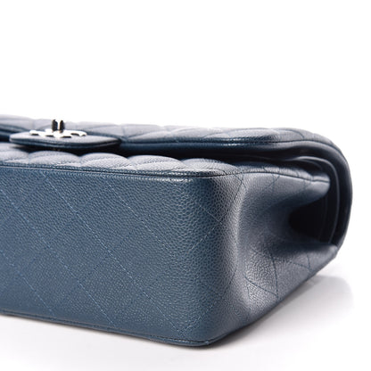 Chanel Metallic Caviar Jumbo Double Flap Blue 7 of 12