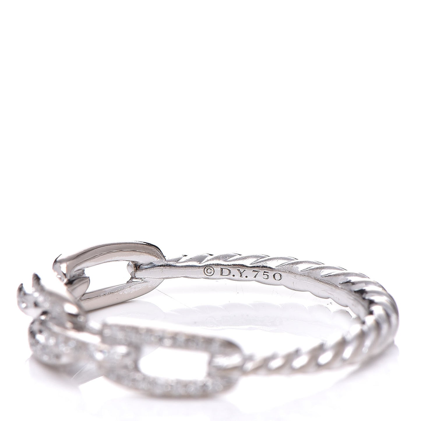 18K White Gold Diamond 4.5mm Stax Single Row Chain Link Ring 57 8