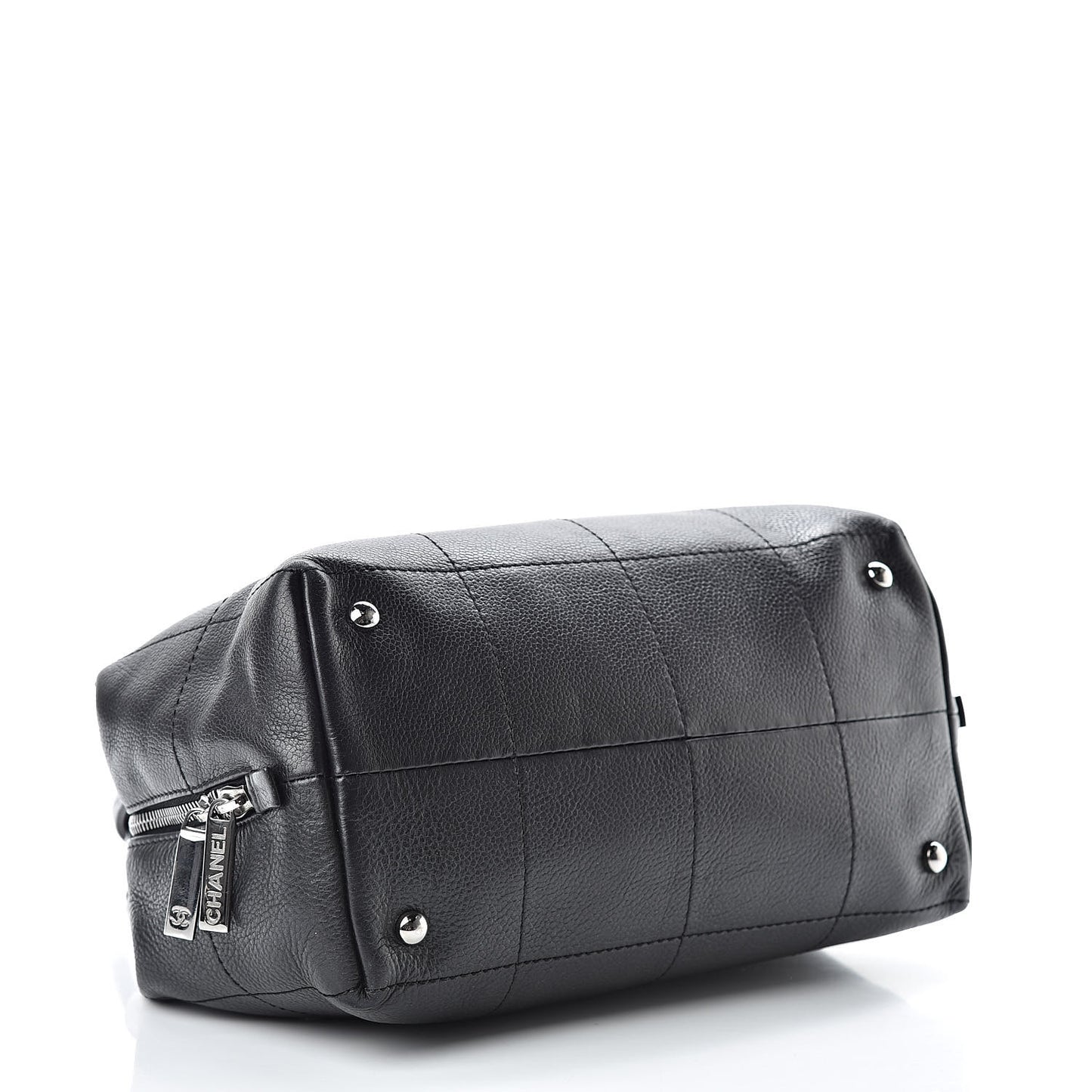 Caviar Square Stitched Medium Tote Black